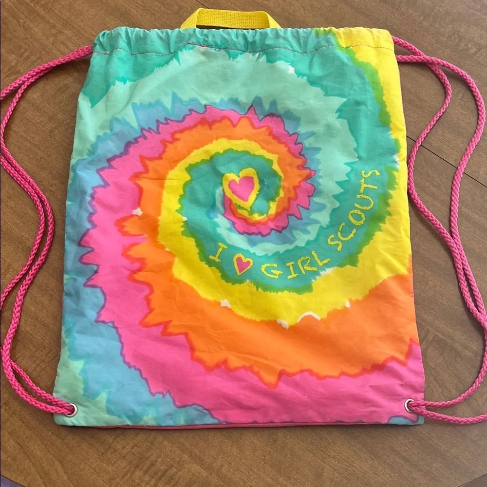 Colorful Tie-Dye Drawstring Girl Scout Backpack